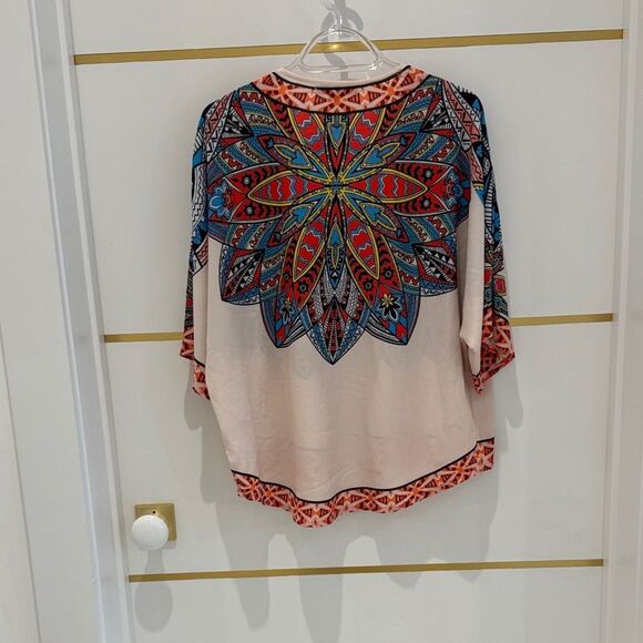 JEALOUS TOMATO boho print kimono wrap cardigan coverup blue red black ivory S - Picture 8 of 10